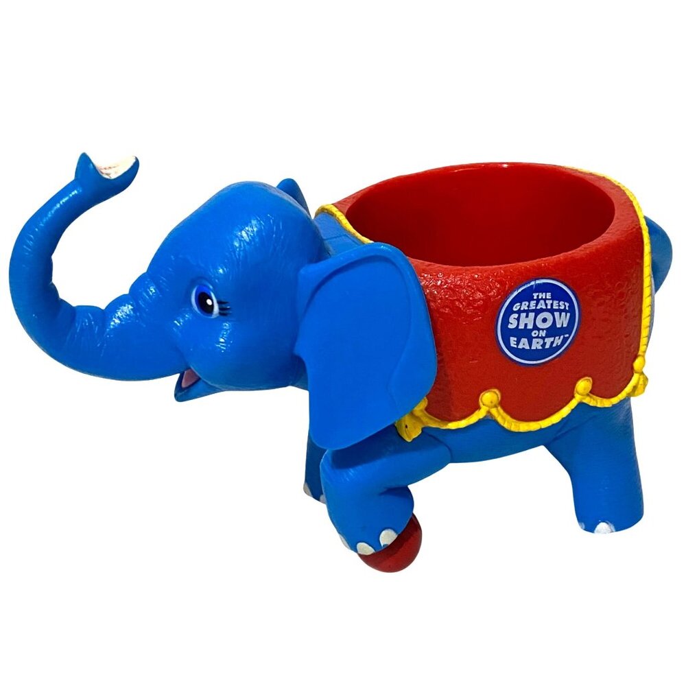 Vintage Ringling Bros Kids Happy Elephant Cup Mug Drink Holder Planter PVC Blue